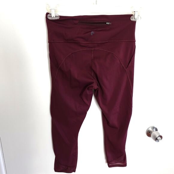 Athleta Lightning Capri In Supersonic Antique Burgundy Activewear Gym Workout - Picture 10 of 10